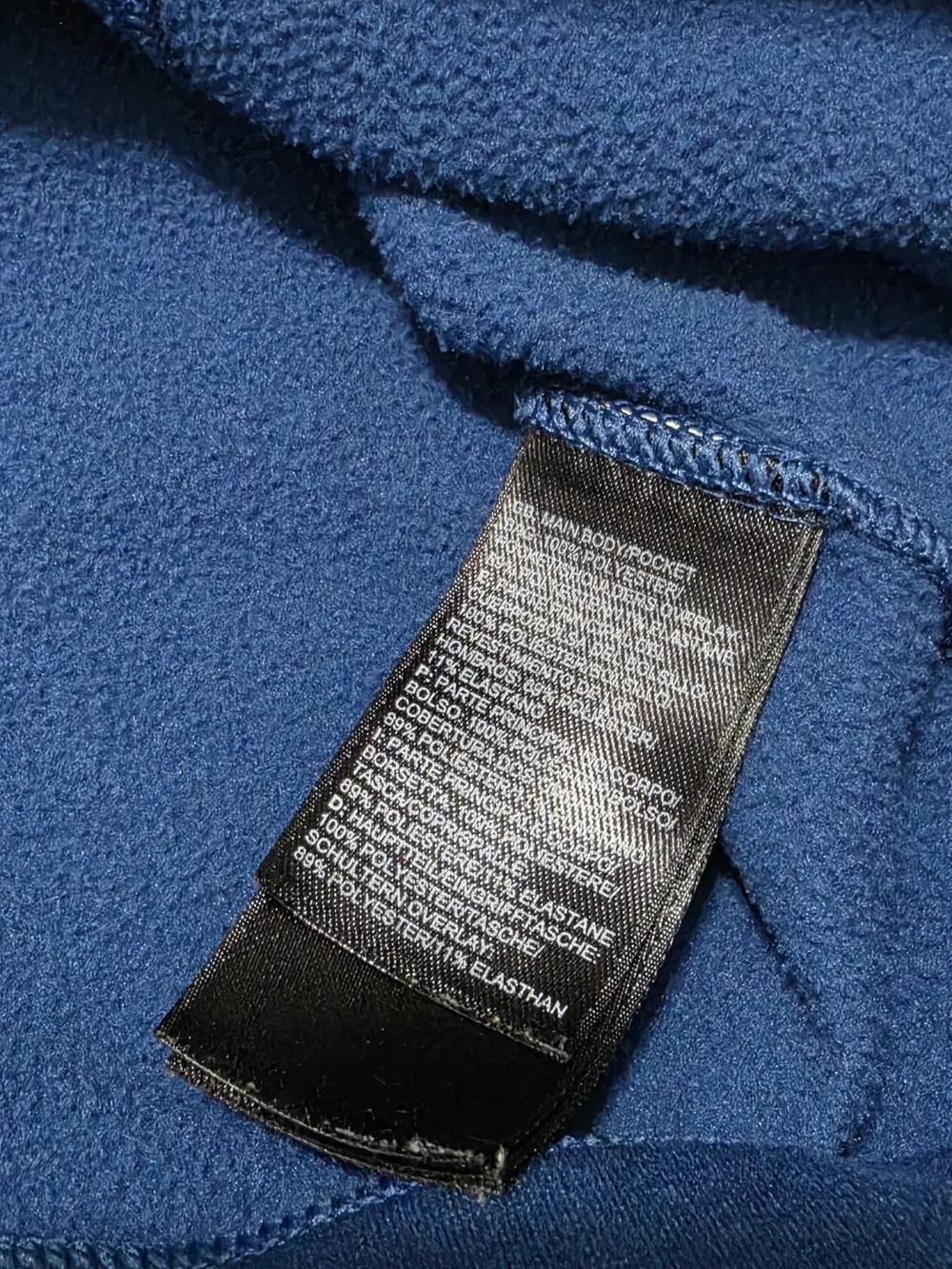 North Face Retro Men's Blue Quarter-Zip Pullover with Gray Shoulder Panel